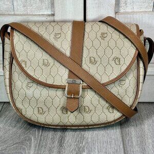CHRISTIAN DIOR Vintage Honeycomb Logo Crossbody Shoulder Bag